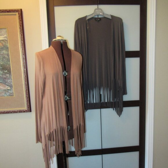 Women's Charlie Paige Fringed Wraps/Jackets. Size M. One Grey, one Beige. - Picture 1 of 9